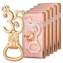 Rose Gold Theme 35th Birthday Bottle Opener, Suitable For 35th Anniversary Golden Wedding Party Gift, Birthday Party Souvenir Or Party Decoration - View 1