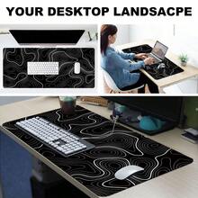 Minimalist Black & White Streamline Pattern Gaming Mouse Pad, Non-Slip Rubber Desk Mat, Smooth Glide Surface, Suitable For Computer Laptop Office Home, Abstract Art Decor, Back To School Supplies - A - View 8