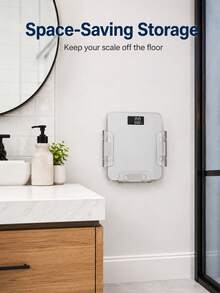 1pc Wall‑Mounted Acrylic Weight Scale Holder, Transparent Bathroom Scale Bracket With Anti‑Scratch Adhesive Pads, Under‑Desk Wall Hanging Scale Rack, Anti‑Collision Non‑Slip Protective Mat Design, Space‑Saving Storage Organizer For Home Bathroom User - Clear - View 7