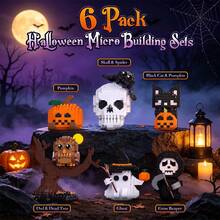 2058PCS Halloween Toy Building Blocks Set, 6 Styles Action Figures Building Blocks Diamond Bricks, Micro Particle Building Blocks, Model Assembly Toy, Owl, Pumpkin Suitable For Halloween Decoration, Halloween Gift Box, Gift - Multicolor - View 3