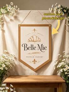 1pc Personalized Vintage Banner Flag With Custom Text And Logo, Small Business Sign, Promotional Event Flag, Brand Decor, Party Event Decoration, Outdoor Camping Banner Gift - Multicolor - View 1