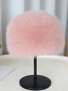1PC Solid Color Polyester Faux Fur Oversized Head Circumference Long Hair Flat Top Mongolian Hat Winter Faux Fur Patchwork Fur Hat Autumn/Winter - 1pc - View 9