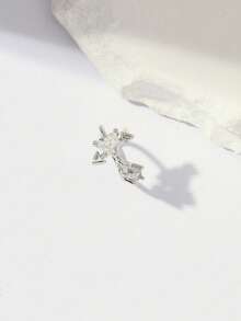 1pc Silver Exquisite Heart Pendant Nose Ring, Real Nose Ring For Women Daily Wear - Silver - View 5