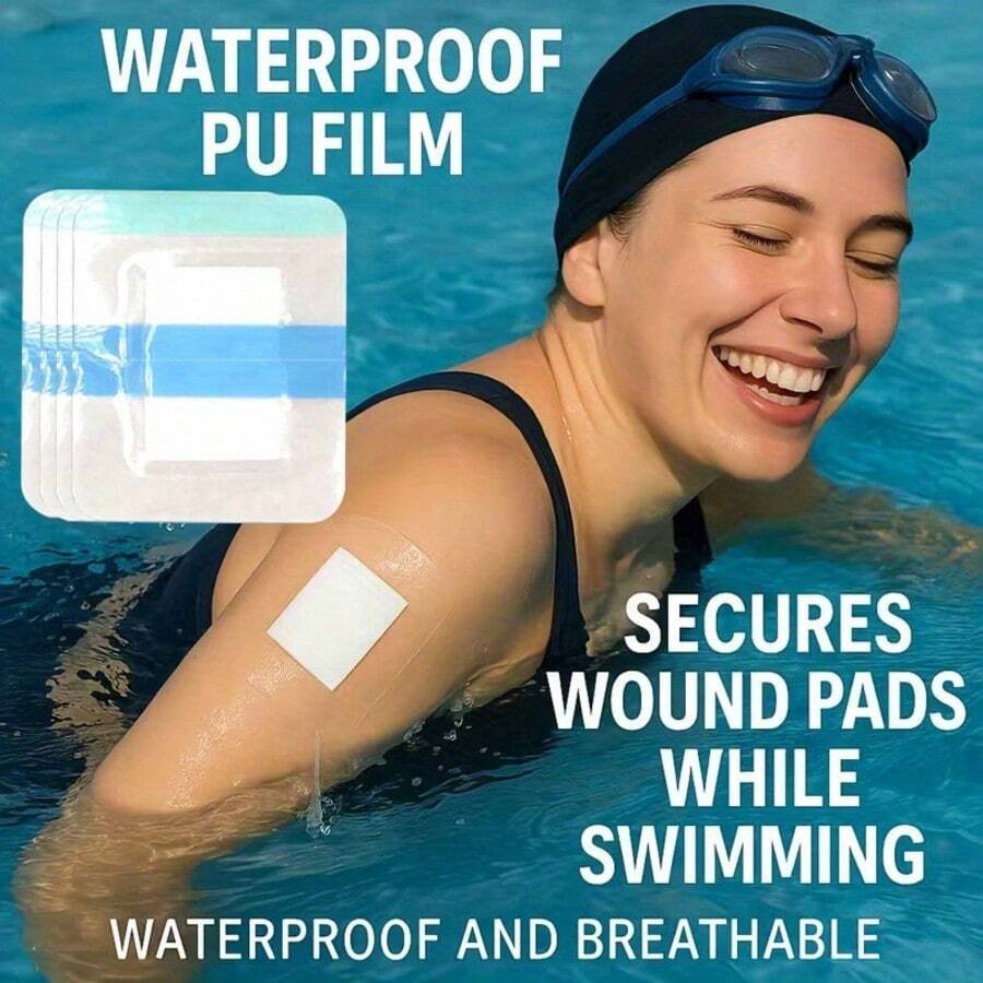 5/20/60/120pcs Waterproof Elastic Bandage Patches, Residue-Free, 6x7cm Transparent Protective Film, Outdoor Activity Fixing Tape, Polyurethane Material