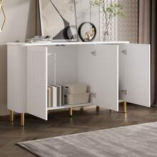 Sideboard Made Of Wood With 3 Doors With Storage With Doors White For Living Room And Dining Room - White - View 3