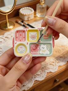 1pc Cute Nail Art Mixing Set, 5 Mini Trays For Gel Nail Polish Mixing & Storing Nail Beads And Rhinestones, Adorable Nail Art Tool - Multicolor - View 5