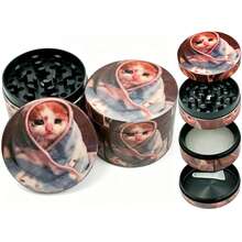 Premium Zinc Alloy Grinder - 50mm UV Printed Cute Kitten Pattern, High-Efficiency Spice Grinder, Suitable For Daily Use, Exquisite Gift For Men And Women, Christmas Gift Choice, Best Gift Option - View 2