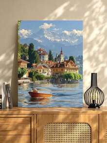 DIY Swiss Alpine Village Lake Scenery (Frameless Or Framed 8x12 / 16x20 Inches) Paint By Numbers Kit(Acrylic) Arts & Crafts For Adult Beginners, Home Wall Decor, And Holiday Gifts For Art Lovers And Relaxing Hobbies - Sets - View 3
