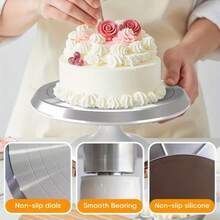 1pc Aluminum Alloy Cake Turntable, 10 Inch, Non-Slip Rotating Dessert Display Stand, Suitable For Cake Decorating Tools, Baking Tools, Kitchen Gadgets, Kitchen Accessories - White - View 7