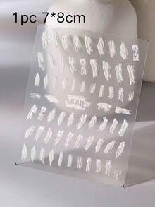 1pc/2pcs Autumn/Winter New White Brushstroke Texture Nail Stickers, Multiple Hand-Painted Brushstroke Patterns, Simulating Oil Painting Smear Texture, Creating Artistic Atmosphere. The Stickers Are Thin And Flexible, With High Texture Reproduction, Clean Cutting, Adhere Smoothly To Nail Surface Without Curling Edges, Easy To Peel And Stick - White - View 8