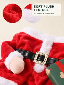 2pcs Christmas Pet Costume Set With Hat, Funny 3D Santa Claus Gift Box Standing Design, Suitable For Small Dogs, Medium Dogs And Cats, Red Christmas Cosplay Outfit, Holiday Party Photo Prop - Red - View 5