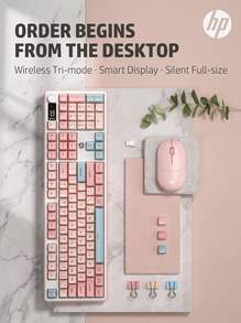 HP Keyboard Mekanik Tri-Mode Nirkabel K160 (105 Tombol) / Kombo Keyboard dan Mouse: Efek pencahayaan RGB gradien tercetak di samping, tampilan digital cerdas, penyangga dua tahap, pengoperasian senyap, cocok untuk kantor dan bermain game. - View 2