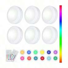 1pc Battery Powered LED Push Light, Wireless 12-Color RGB, Adhesive Mount, Suitable For Wardrobe, Bedroom, Wall, Under Cabinet, Battery Operated Puck Light - Multicolor - View 8