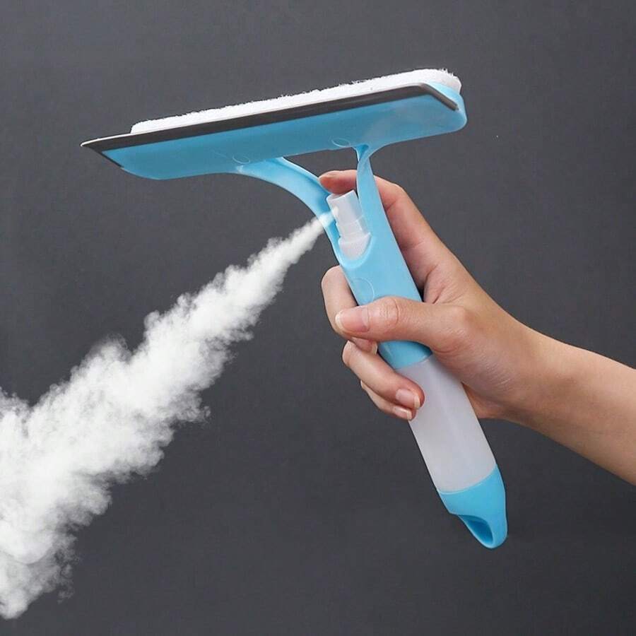 4-In-1 Glass Squeegee With Scrubber And Sprayer, 3-In-1 Window Cleaner, Multifunctional Handheld Window Squeegee, Sprays, Washes, And Wipes, For Windows, Tiles, Car Windshields, Mirrors, Bathroom Cleaning Tool, Kitchen, Bathroom, Home Household Items - Multicolor - View 1