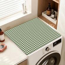 1pc Green Plaid Print Extra Large Absorbent Mat, Bar Countertop Waterproof Mat, Drying Mat, Drainage Mat, Coffee Machine Mat, Coffee Cup | Tableware Drainer, Absorbent Quick-Dry, Waterproof & Oil-Resistant, Washable & Reusable, Suitable For Kitchen | Cafe, Tea Cup, Coffee Cup, Coffee Machine Accessories, Home Decor For Coffee Lovers, Rental Home Improvement - Multicolor - View 3