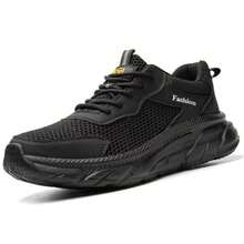 Durable-Cushioned Soft-Soled Safety Shoes With Steel Toe Cap, Shock-Absorbing, Breathable, Casual, Non-Slip Shoes - Ultra-lightweight Large Mesh - View 2