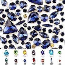 250pcs/Pack, Assorted Shapes, Multi-Color Rhinestones, Colorful Hand-Sewn Crystals, Gold Claw, Clothing, Apparel, Shoes, Hats, Bags DIY Materials, Accessories - Assorted Shapes Gold Claw 250pcs - View 10
