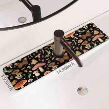 1pc Mushroom Design Sink Faucet Water Absorbent Mat, Drainage Mat, Suitable For Kitchen, Bathroom Sink, Countertop, Drainage Mat, Diatomaceous Earth Material, Cuttable, Quick Drying Mat - Multicolor - View 14