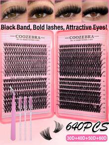 Multi-Box Pack 1/2 Boxes 640pcs Eyelash Book Kit D Curl Large Capacity Best Quality Lowest Price New DIY Eyelashes Fluffy Soft 3D Faux Mink False Eyelashes Makeup Eyelash Extensions DIY Lightweight Eyelashes - D - View 11