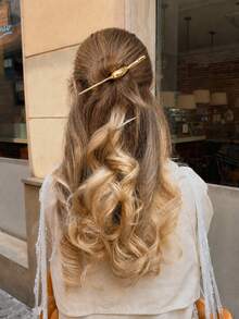 1pc Gold Metal French Hair Clip, Alloy Fashion Hair Accessory, Ponytail Hair Clip, Suitable For Women And Girls - Gold - View 4