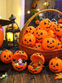 10/20pcs Colorful Openable Plastic Pumpkin Candy Boxes, Halloween Candy Storage Containers, Halloween Party Gifts, Desktop Decoration, Mini Plastic Pumpkin Gift Boxes, Halloween Party Supplies, Random Color Shipped (Boxes Only) - Multicolor - View 5