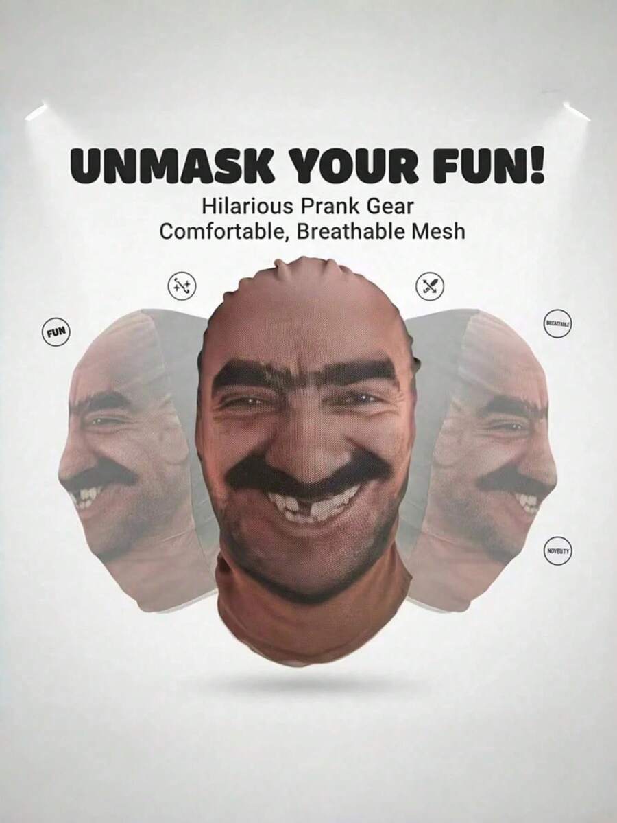 Breathable Mesh Full Face Mask With Realistic 3D Portrait Print, Fun Accessory For Parties, Cosplay And Creative Pranks, Perfect For Masquerade And Theme Parties