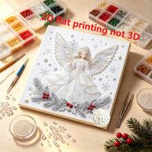 1pc 2D Flat Printed DIY Frameless Pearl Painting Kit, Snowman Pattern Handmade Set, Holiday Home Wall Decor, Holiday Handmade Gift - No Frame - View 3