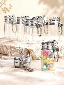 Mini Glass Bottle Keychain DIY Transparent Glass Message Bottle With Metal Key Ring, Bag Charm, Gift - Multicolor - View 1