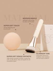 DUcare Ultimate Synthetic Flat-Top Foundation Brush, Paired With A Soft Makeup Sponge, For Effortless, Streak-Free Foundation Application, Flawless, Seamless Finish - Easy Blending Even For Beginners, With Even Coverage For Liquid And Cream Foundations - Champagne - View 5