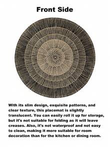 1/2/4/6/8pcs Bohemian Style Mandala Pattern Round Linen Placemats, Heat Insulation, Anti-Slip, Suitable For Family Gatherings, Holiday Parties, Home Decor, Room Decor, Living Room Wall Decor, Bedside Rug, Bedroom Sofa Background Decor - Black - View 4