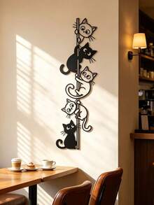 Metal Iron Art Climbing Cat Wall Decor Funny Cat Pole Metal Sign Pet Lover Gift - Black - View 5