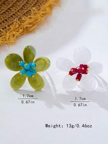 2pcs/1pc Fresh Pastoral Style Floral Ring With Contrast Color Bead Petal Design, Niche Accessory - Flower Ring - View 2