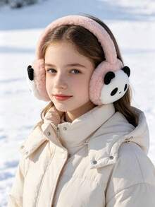 Foldable Panda Plush Kids Warm Earmuffs, Girls Autumn/Winter Outdoor Anti-Freeze Ear Warmers - Multicolor - View 10