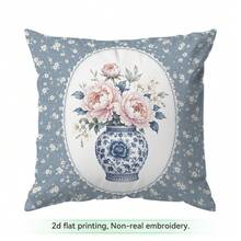 4pcs/1pc Blue And White Porcelain Vase Peony Pattern Pillow Case, Single-Sided Printed Pillow Case, Suitable For Living Room Bedroom Home Decor, All-Season Pillow Case - Multicolor - View 14
