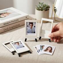 Mini Photo Frame With Desktop Easel Stand, Mini Picture Frame, Textured White Photo Holder, Suitable For Fujifilm Mini Display, Elegant Home & Office Desktop Decor, Birthday Anniversary Holiday Gift - Multicolor - View 3