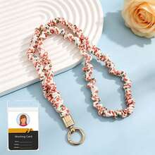 Scrunchie Fabric Neck Lanyard , Teacher Lanyard With Clear ID Badge Card Holder, Leopard Checkerboard Print Solid Color Neck Strap For Work ID Card Ke - Multicolor - View 14