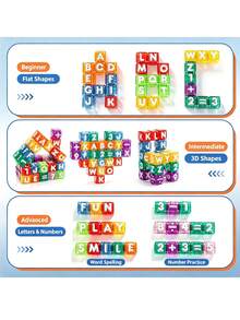 40pcs Travel Magnetic Number & Letter Blocks, Magnetic Building Blocks, DIY Stacking Toys, STEM Learning Construction Set With Storage Box, Number & English Theme, Portable Assembly Toys, Parent-Child Interaction, Random Colors - Multicolor - View 3