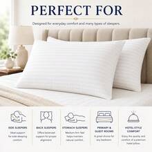 Bantal Tidur Standar Bergaya Hotel Mewah, Bantal Leher Lembut dan Nyaman dengan Dukungan yang Kokoh, Bantal Tidur Serbaguna untuk Tidur Miring, Telentang, dan Tengkurap, Hadiah Perlengkapan Tidur Rumah yang Praktis untuk Pria dan Wanita - Putih - View 2