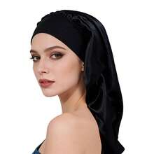 Wide Brim Quick-Dry Solid Color Satin Shower Cap/Hair Cap, Portable Women's Sleep Cap With Elastic Tie, Suitable For Women's Hair, Bathroom Accessory, Hair Accessory, Travel Essential - Multicolor - View 15