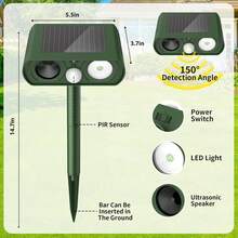 TOUCHBeauty 1pc Solar Ultrasonic Animal Repeller,300mAh Battery,Waterproof Outdoor Animal Repellent With PIR Motion Sensor,6‑8M Protection Range,Solar Powered Deterrent For Cats,Dogs,Foxes,Raccoons,Mice,Birds,Yard Lawn Garden Use - 1 Pc - View 11