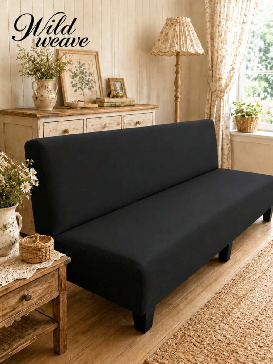 1pc Solid Color Milk Silk High Elasticity Dustproof Minimalist Style Sofa Bed Cover Suitable For All Seasons Living Room, Bedroom