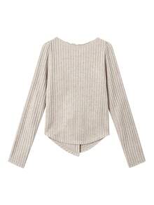 Cardigan Rajut Maillard Wanita Slim Fit Menawan dengan Kerah Lipit Asimetris, Sweater Pendek untuk Musim Semi dan Gugur, Atasan Lapisan Dasar - Aprikot - View 4
