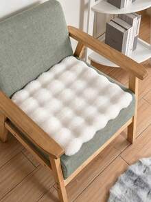 1pc Comfortable Plush Square Seat Cushion, Bubble Texture Faux Rabbit Fur Surface, Soft Thickened Design, Suitable For Vanity Stool, Dining Chair And Computer Chair, Women's Room Decor, Autumn Home Decor, Indoor Living Room And Bedroom Use - Multicolor - View 9