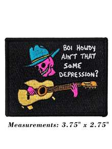 1pc/2pcs/3pcs/5pcs/6pcs/9pcs Punk Skull Cowboy Play Guitar Embroidered Sew/Iron‑On Patch, DIY Clothing Decor Applique Accessory - Multicolor - View 3