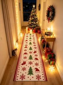 1pc Christmas Hallway Runner Rug, Long Strip Carpet, Area Rug, Mat, Home Decor, Living Room Area Rug, Living Room Home Decor, Room Decor, Washable Carpet - Multicolor - View 5