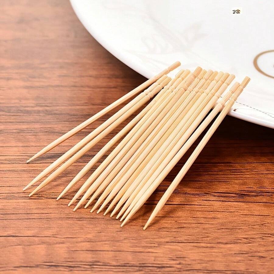 300pcs Cocktail Picks, Portable Thin Toothpicks, Food Picks, Suitable For Cocktails, Party Snacks, Outdoor Food Forks, Fruit Picks, Length 2.65 Inches/6.5 Cm - Natural Wood Color - View 1