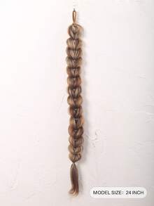 1pc 24 Inch Heart-Shaped Braided Ponytail Hair Extension, Mixed Color Large Braid Ponytail - Multicolor - View 4