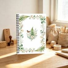 Cream White Spiral Bound Notebook With Elegant Gold Edge, Cover Decorated With Soft Pink White Rose Bouquet And Ribbon Bow, 100 Writing Pages, A5 Luxury Botanical Style Diary/Journal - Z - View 7