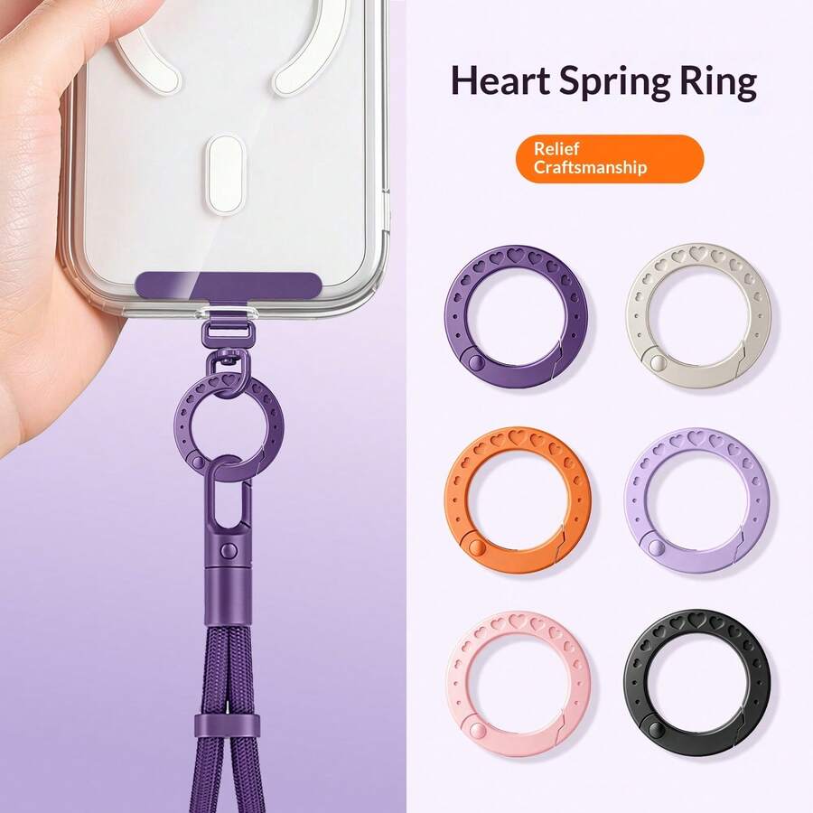 Phone Lanyard Ring Buckle Metal Spring Coil Hanging Chain Premium Multi-Functional Durable Anti-Drop Compatible With Apple Phone Case Cover Men Women Pendant Key U-Disk Camera Chain Rope Accessories - Multicolor - View 1