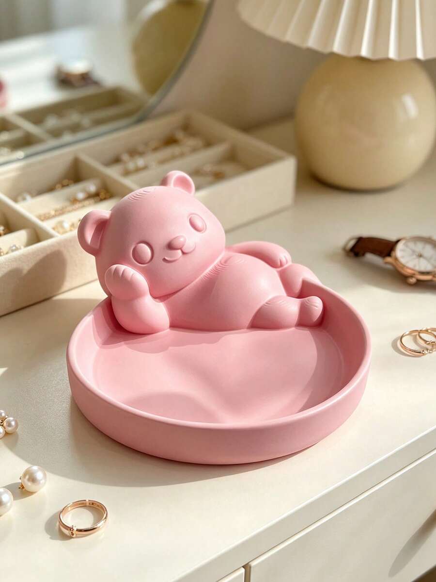 Vigour Summer Cute Bear Jewelry Storage Tray, Key & Small Item Holder, Bedroom & Living Room Desktop Decor, Home Organization, Suitable For Small Objects, Commemorative Gift, Halloween & Christmas Gift, Best Choice - Multicolor - View 1